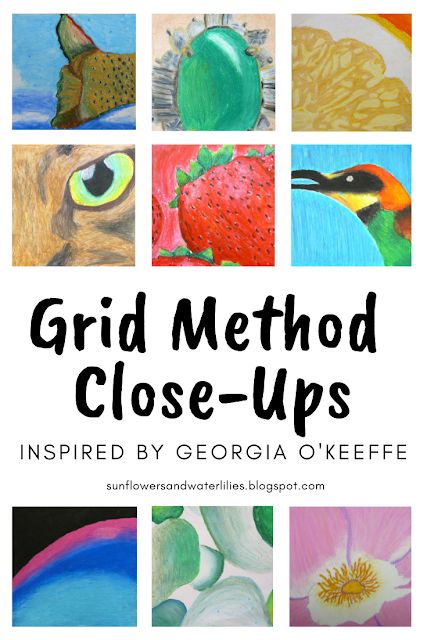 Students studied how Georgia O'Keeffe zoomed way up close into her flowers. We used the grid method and oil pastels to recreate the details, textures, and the shading within a zoomed in image of students' choice. Pastel, 8th Grade Painting, Improve Drawings, 7th Grade Art, Summer Art Projects, High School Art Projects, Art Education Lessons, 8th Grade Art, Middle School Art Projects