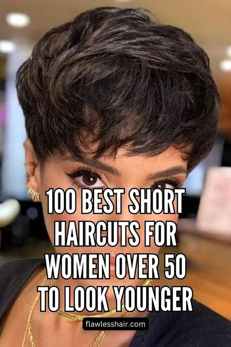 Short Haircut For Women Over 50 With Thick Hair Elegant Short Hairstyles, Trendy Bun, Elegant Short Hair, Pixie Haircut Fine Hair, Hairstyle Short, Haircuts For Women Over 50, Pixie Haircut For Thick Hair, Short Haircuts For Women, Short Hairstyles For Thick Hair