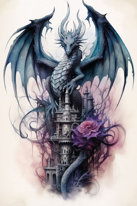 Dragon Tattoos, Dragon Tattoos Women, Tattoo Designs Aesthetic, Thistle Tattoo, Friends In Paris, Designs Aesthetic, Tattoo Design Tattoo, Japanese Dragon Tattoos, Horror Villains