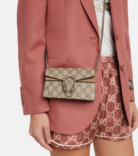 Dionysus Gg Supreme Super Mini Shoulder Bag - Gucci | mytheresa Gucci Super Mini Dionysus Bag Outfit, Gucci Dionysus Mini Outfit, Dionysus Gg Supreme Super Mini Bag, Gucci Dionysus Mini, Tas Gucci, Gucci Mini Bag, Gucci Mini, Gucci Crossbody Bag, Bags Gucci