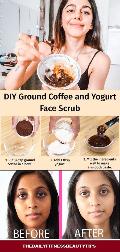 DIY Coffee Face Scrub Mask - best homemade face mask for skin whitening. Use Homemade Coffee Facial Scrub For Skin Issues like Acne Scars, Blackhead.. Diy Coffee Face Scrub, Recipes For Glowing Skin, Best Homemade Face Mask, Face Scrub Recipe, Coffee Facial, Coffee Scrub Diy, Coffee Face Scrub, Face Scrubs, Homemade Face Mask