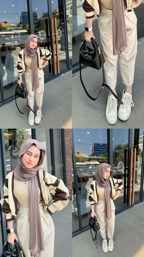 gambar wanita hijab cantik Outfit Cardigan Hijab, Outfit Hijab Ideas, Outfit Hijab Simple, Outfit Ideas Hijab, Outfit Ngampus, Ootd Korean Style, Outfit Hijab Casual, Ootd Hijab Casual, Outfit Korean Style