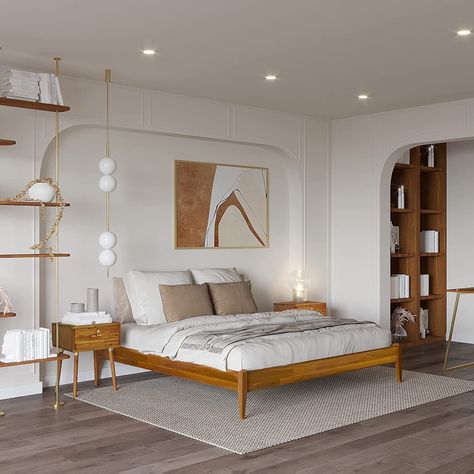 A basic simple solid wood king & queen bed frame design with natural grain wood that is ideal for most bedroom themes. Platform Bed Without Headboard, Bed Frame Without Headboard, Bed Without Headboard, Mid Century Modern Bed, Bed With Led Lights, Wood Platform Bed Frame, Modern Bed Frame, Floating Bed, Modern Minimalist Style