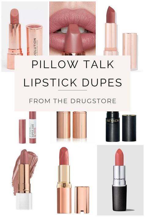 selection of lipsticks that are dupes for pillow talk Pillowtalk Medium Charlotte Tilbury, Charlotte Tilbury Lipstick Pillow Talk, Charlotte Tilbury Lipstick Shades, Charlotte Tillbury Pillow Talk, Best Loreal Lipstick Shades, Pillow Talk Lip Combo, Best Revlon Lipstick Shades, Charlotte Tillberry Pillow Talk, Charolette Tilbury Pillow Talk