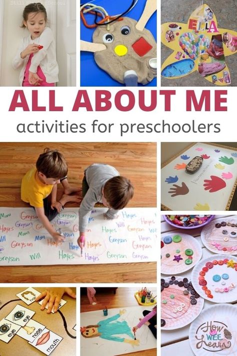 All About Me Activities for Preschoolers - How Wee Learn All About Me Activities For Preschoolers, Preschool Stations, Preschool Inspirations, All About Me Preschool Theme, Preschool Theme Activities, Me Preschool Theme, All About Me Crafts, All About Me Art, Study Hall