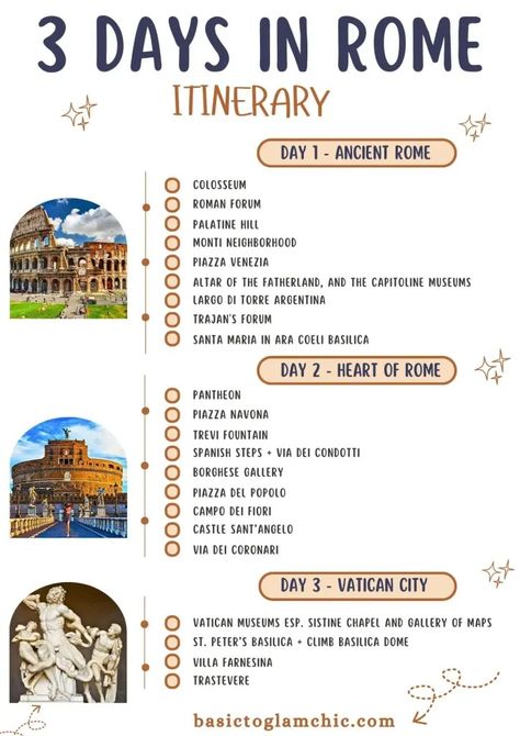 What To Do in Rome For 3 Days - Basic To Glam Chic Travels Rome Tourist Attractions, Rome 3 Day Itinerary, Vatican City Sistine Chapel, Rome In Spring, Rome Tourist, What To Do In Rome, Rome Bucket List, 3 Days In Rome, Italy Trip Planning