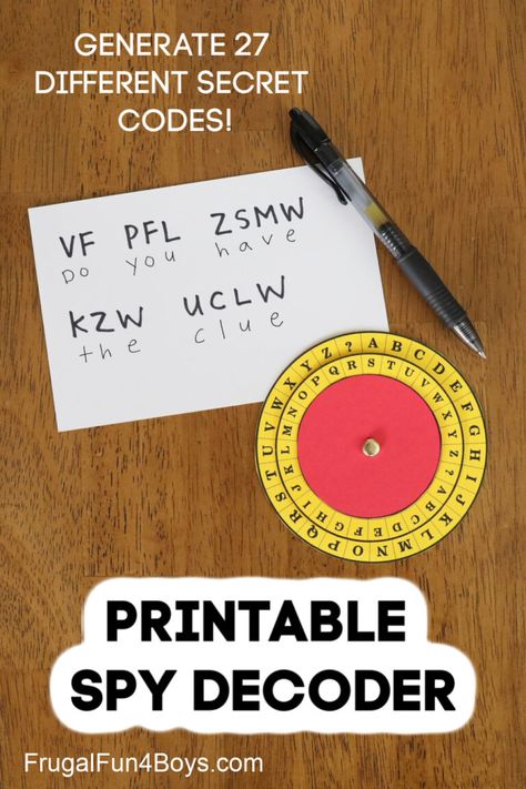 Code Activity for Kids: Make a Spy Decoder Wheel - Frugal Fun For Boys and Girls Spy Themed Activities For Kids, Spy Decoder, Decoder Wheel, Secret Decoder, Escape Room Diy, Spy School, Spy Birthday Parties, Escape Room For Kids, Code Secret