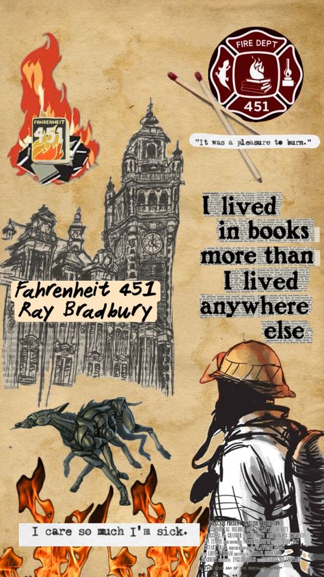 Fahrenheit 451 wallpaper ❤️‍🔥📖🧯⛓️#wallpaper #aesthetic #farenheit451 Farenheight 451 Aesthetic, Fahrenheit 451 Aesthetic, Fahrenheit 451 Art, Ray Bradbury Art, Fahrenheit 451, Jordan Shoes Girls, Reading Log, Book Arts, Ray Bradbury