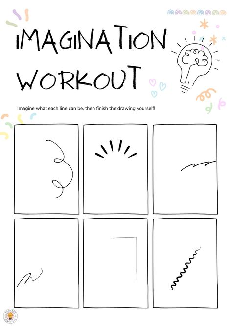 Imagination Workout an Exercise in Creativity and Imagination - Etsy Classroom Creative Ideas, School Age Back To School Activities, Second Grade Arts And Crafts, Elementary Age Activities, Fun Elementary Art Projects, Back To School Drawing Ideas, Art Worksheets For Kids, Art Activities For Teens, Enrichment Activities For Elementary