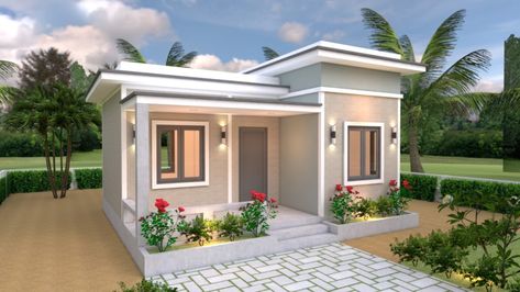 House Plans 7×6 With One Bedroom Flat Roof - Engineering Discoveries House Design 3d, Flat Roof House Designs, Gable Roof House, One Bedroom House Plans, One Bedroom House, Flat Roof House, One Bedroom Flat, Affordable House Plans, Cottage Floor Plans