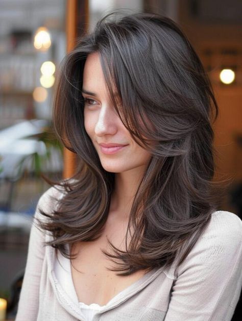 Explore Layered Haircuts for All Hair Lengths - Styles for Women Layer Haircut For Medium Hair Round Face, Long Layers Short Length Hair, Haircut For Short Length Hair, 90s Shoulder Length Hair With Layers, Medium Length Hair Lots Of Layers, Haïr Cut Medium Hair Layers, Medium Length Layer Haircut, Medium Length Middle Part, Long Bob Styling