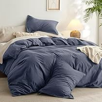 Heavy Comforter Bedding, Cozy Bed Comforters, Simple Comforter Sets, Blue And Orange Bedding, Grey And Blue Bedding, Cozy Master Bedrooms Decor Modern, Warm Blue Bedroom, Bedroom Inspo Blue, Dusty Blue Bedroom