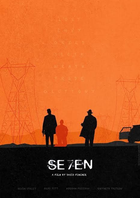 #seven #bradpitt #morganfreeman Se7en Poster, Room Movie Poster, Se7en Movie, Moodboard App, Seven 1995, Simple Posters, Seven Movie, Room Movie, Flat Color Palette