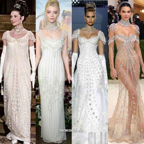 Which look best? Audrey Hepburn My Fair Lady Dress, Iconic Couture Dresses, My Fair Lady Wedding Dress, Audrey Hepburn Ball Gown, Audrey Hepburn Inspired Prom Dress, Met Gala 2024 Outfit, Iconic Film Dresses, Kendall Jenner Met 2024, My Fair Lady Outfits