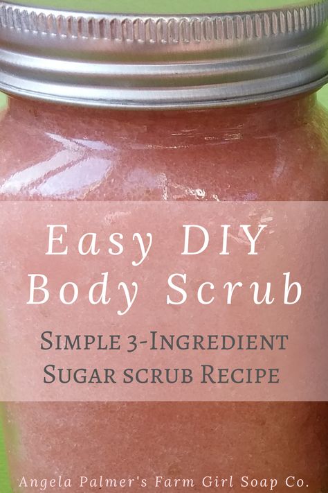 Sugar Body Scrub Diy, Easy Diy Body Scrub, Joululahjat Diy, Easy Sugar Scrub, Diy Body Scrub Recipes, Diy Sugar Scrub Recipe, Body Scrub Recipe, Sugar Scrub Homemade, Homemade Scrub