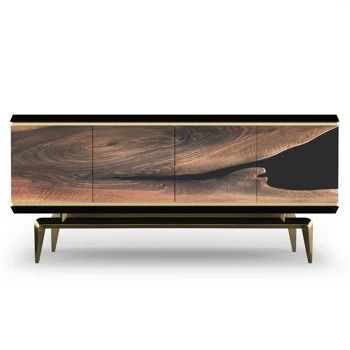 Arditi Collection Magnes 86.6" Wide Walnut Solid Wood Credenza | Wayfair Credenza Wood, Credenza Design, Wood Credenza, Wide Sideboard, Solid Wood Sideboard, Credenza Sideboard, Wood Sideboard, Sideboard Furniture, Florida Usa