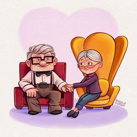 Up Carl Y Ellie Dibujo, Up Fanart, Up Carl Y Ellie, Up Carl And Ellie, Coraline And Wybie, Up Pixar, Disney Character Drawings, Shaking Hands, Disney Up