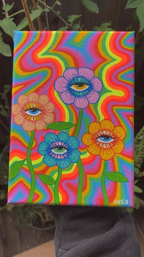 Arte Hippy, Trippy Drawings, Paintings Ideas, Psychadelic Art, Trippy Painting, Posca Art, Hippie Painting, Cute Canvas Paintings, Canvas Painting Designs