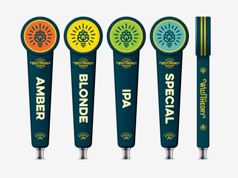 Wild Theory Brewing Co by Jared Jacob #Design Popular #Dribbble #shots Tap Handles Beer, Beer Bar Design, Kegerator Diy, Custom Beer Tap Handles, Draft Beer Tower, Clever Packaging, Beer Box, Bar Tap, Beer Tower