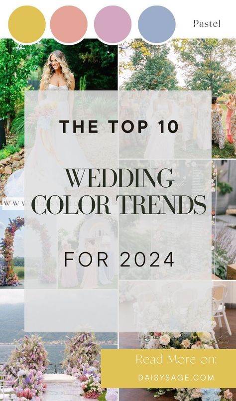 Discover the hottest wedding color trends for 2024! From vibrant hues to soft pastels, find the perfect palette to make your big day unforgettable. July Wedding Colors, June Wedding Colors, Bridesmaid Color Palette, August Wedding Colors, Popular Color Palettes, Top Wedding Colors, Wedding Color Schemes Summer, Pastel Wedding Colors, Wedding Theme Color Schemes