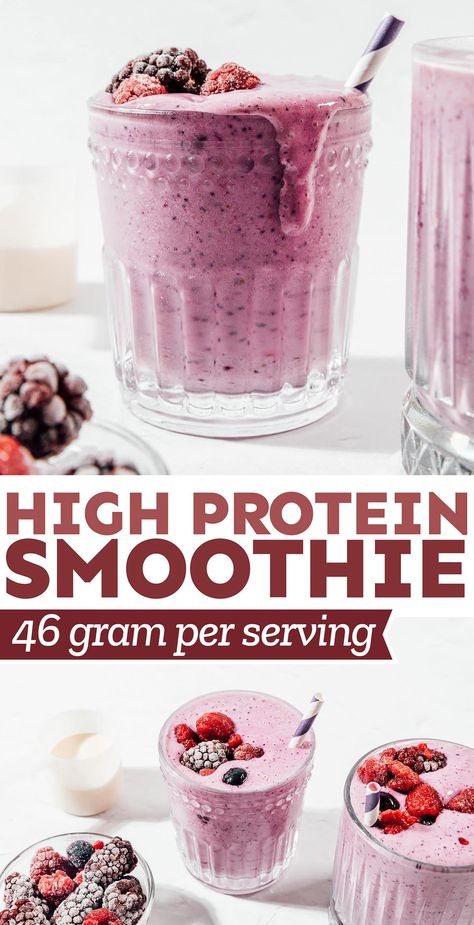 Looking for a quick, protein-packed pick-me-up, you're in the right place. This 5-ingredient protein smoothie recipe is a game-changer. No fuss, no added sugars, just pure, wholesome goodness. Packed with 46 grams of protein per serving, it's a delicious and nutritious way to fuel your day. Few Ingredient Smoothies, High Calorie Protein Smoothies, Easy Smoothie Recipes Protein, 21 Day Fix Smoothie Recipes, Protein Shake With Frozen Fruit, High Protein Meal Replacement Smoothies, Smoothie With Protein Shake, How To Make Smoothies Recipes, Protein Shake Recipes Breakfast