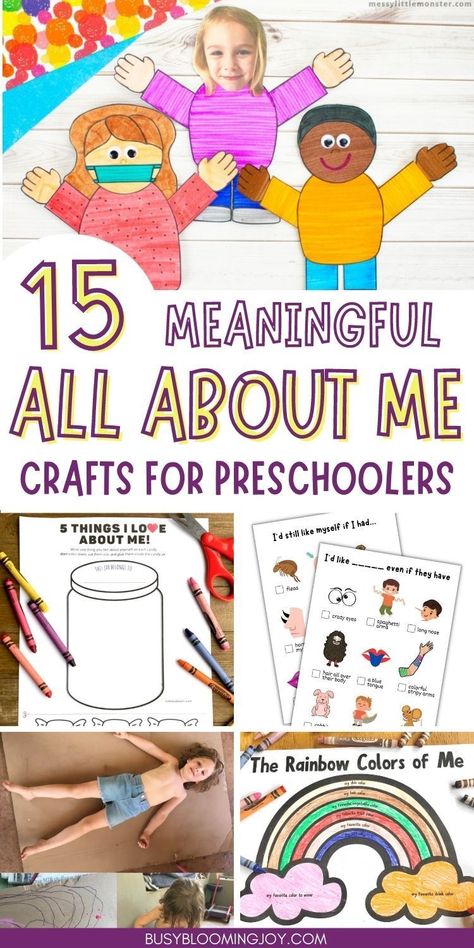 Help build self-esteem & self-concept with all about me crafts for kids, toddlers & preschoolers to do at home or at preschool or kindergarten. Inspired by "I Like Myself” by Karen Beaumont, these easy I like myself book activities will help kids appreciate their uniqueness. I like myself crafts & all about me activities that focus on things I like about myself. An all about me preschool theme for building self-confidence through what i like about myself toddler activities. Preschool crafts Daycare Craft Activities, I Can Preschool Activities, Preschool I Am Special Theme, All About Me Preschool Theme Art Activities, I Am Human Book Activities, Marvelous Me Activities, All About Me Preschool Science Activity, Mommy And Me Preschool Activities, Prek All About Me Art