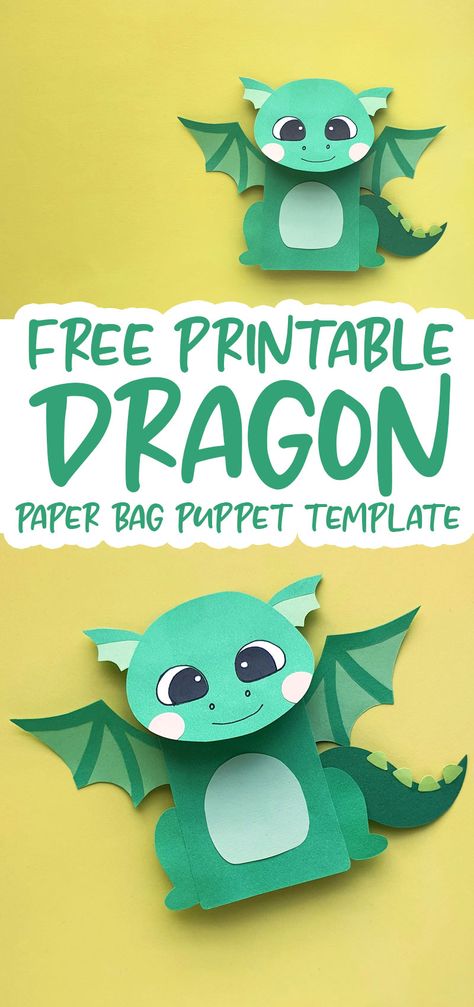 Fairytales And Fables Preschool, Dragon Paper Bag Puppet, Dragon Craft Preschool, Dragon Activity For Kids, Magic Themed Crafts, Dragon Party Ideas For Kids, Fairytale Crafts For Preschool, Fairytale Crafts For Kids, Magic Crafts For Kids