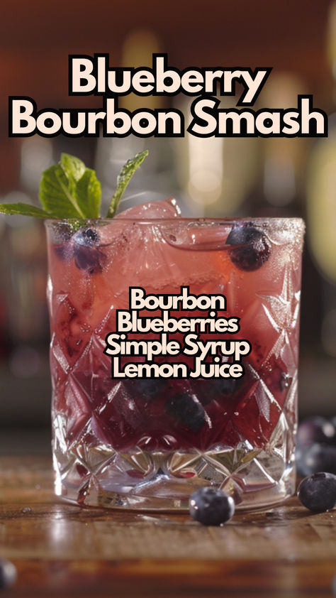 Blueberry Bourbon Smash Blueberry Old Fashioned Drink, Blueberry Vodka Smash, Blueberry Whiskey Cocktail, Blueberry Vodka Smash Cocktail, Blueberry Whiskey Smash, Blueberry Bourbon Smash, Blueberry Smash Cocktail, Blueberry Lemondrop Cocktail, Blueberry Whiskey Sour