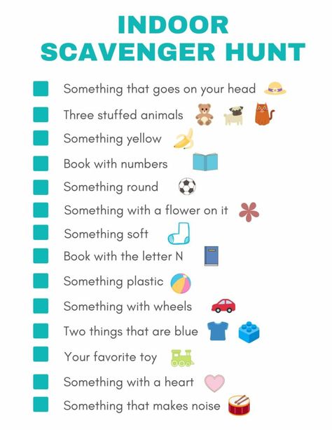 Indoor scavenger hunt Indoor Scavenger Hunt For Kids, Indoor Scavenger Hunt, Uppfostra Barn, Emotions Game, Scavenger Hunt Clues, Emotions Activities, Scavenger Hunt For Kids, Indoor Activities For Kids, Fun Family Activities