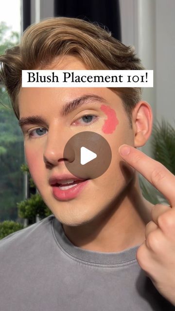 Blush On Temples, Blush On Eyes And Cheeks, Types Of Blush Placement, Blusher For Round Face, How Apply Blush, Youthful Blush Placement, Using Blush As Eyeshadow, Blush Placement Heart Shaped Face, Blush Bronzer Placement