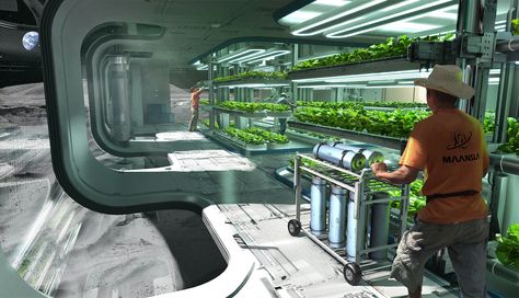 ArtStation - Hydroponics, Erik van Helvoirt Futuristic Architecture, Future City, Scifi Interior, Spaceship Interior, Vertical Farming, Sci Fi Environment, Futuristic City, Futuristic Technology, Star Citizen