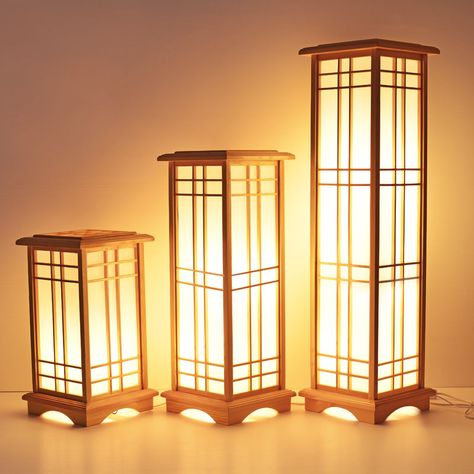 Tatami Table, Retro Floor Lamps, Japanese Living Room, Japanese Lamp, Japanese Lamps, Japanese Bedroom, Wooden Lamps, Lantern Floor Lamp, Japanese Room