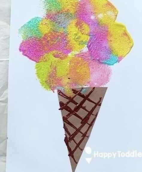 Fun idea! Sponge Painted Ice... - Mommy & Me Arts and Crafts | Facebook Easy Activities For Toddlers, Summer Crafts For Toddlers, Summer Preschool Crafts, Ice Cream Crafts, Summer Arts And Crafts, Circus Crafts, Summer Themes, Sunflower Crafts, Art Activities For Toddlers