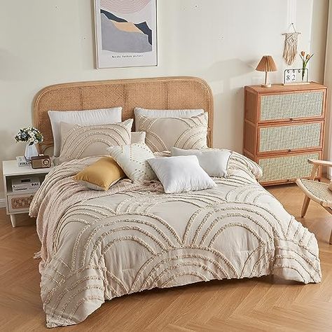 Boho Theme Bedroom Decor, Light Tan Bedding, Rachel Zoe Bedding, Boho Comforter Sets Bohemian Bedding, Tan Comforter Bedroom, Cream Comforter Bedding, Boho Master Bedrooms Decor, Beige Comforter Bedroom Ideas, Teen Girl Boho Bedroom