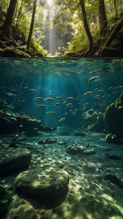 Nature, Dense Forest Aesthetic, Queen Core Aesthetic, Water Surface Photography, Ecosystem Art, River Underwater, Cave Underwater, Queen Core, River Ecosystem