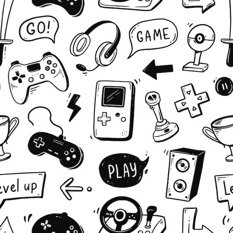 Play Background, Game Controller Art, Video Game Drawings, Doodles Games, Video Game Pattern, Gamer Tattoos, Paint Games, Pretty Wallpapers Tumblr, Birthday Gifts For Boyfriend Diy