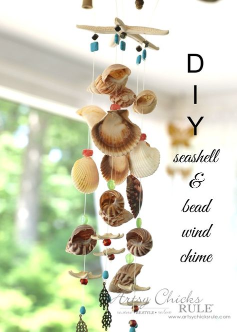 DIY Seashell Wind Chime - Seashells - #windchime artsychicksrule Wind Chimes, Seashell Wind Chime, Driftwood Crafts, Makeup Guru, Beauty Basics, Wind Chime, Makeup Lover, Sea Shells, Makeup Tutorial