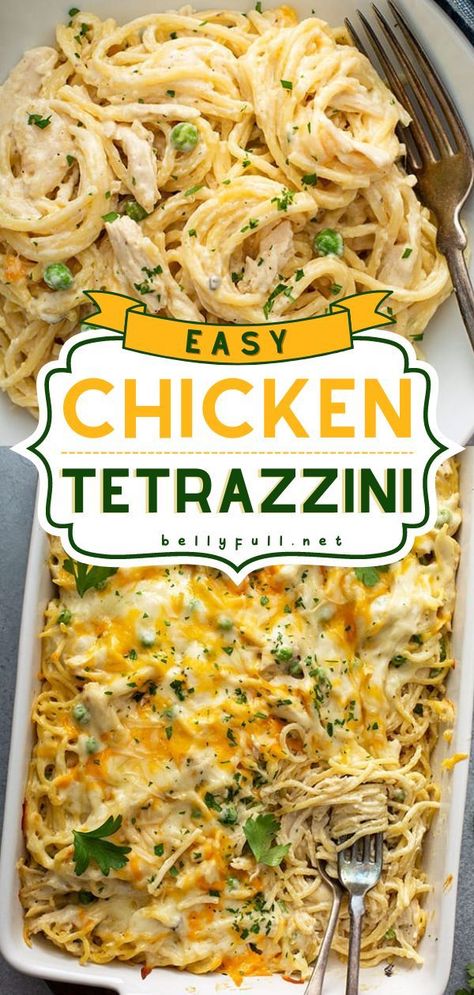 Essen, Tetrazzini Chicken, Easy Chicken Tetrazzini, Chicken Tetrazzini Recipes, Cheesy Chicken Casserole, Can Chicken Recipes, Resep Pasta, Chicken Tetrazzini, Chicken Easy