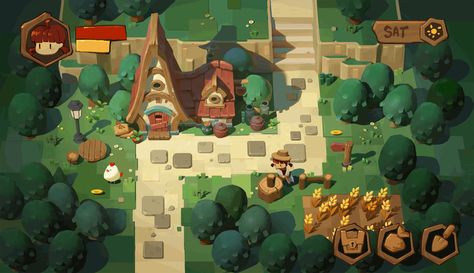 ArtStation - My mini project Nara, Farming Game, Studying Art, 3d Pokemon, Indie Game Art, Game 2d, Mini Project, Farm Games, Bg Design