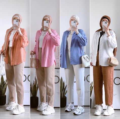 Mix And Match Outfits, Stylish Outfits Casual, Hijab Fashion Summer, Modest Casual Outfits, Stile Hijab, Mix Match Outfits, Simple Style Outfits, Color Combos Outfit, Muslim Outfits Casual