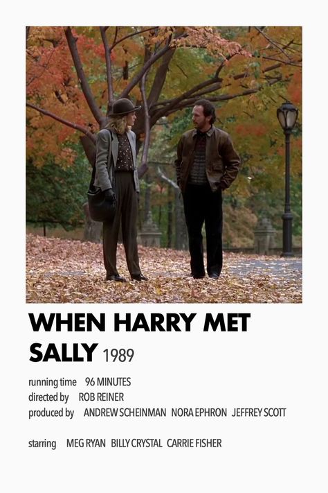 minimalist movie poster When Harry Met Sally Polaroid Poster, When Harry Met Sally Autumn, How Harry Met Sally Aesthetic, When Sally Met Harry, Autumn Movie Poster, Fall Movies Posters, How Harry Met Sally, Autumn Romcoms, Sally When Harry Met Sally