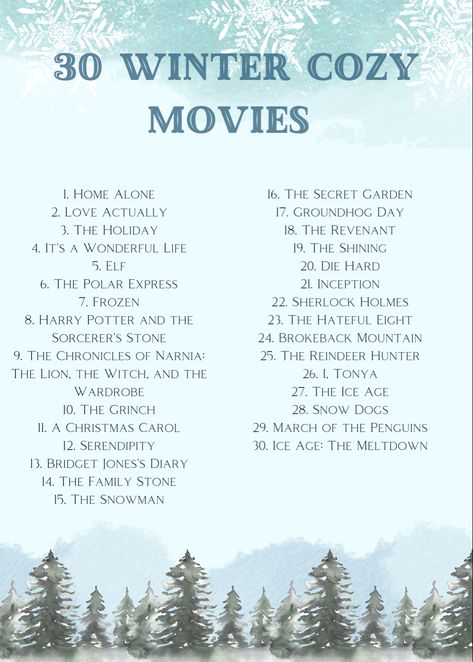 January Movie List, The Holiday Movie Aesthetic, Cozy Movies, Winter Movies, Movies Christmas, Christmas Movies List, Movie Lists, Xmas Movies, Movie To Watch List