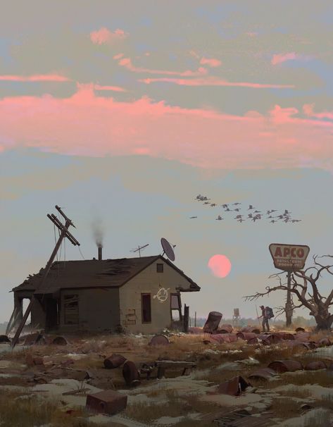 ArtStation - Migration Dystopian Environment Concept Art, Dystopian Painting Ideas, Sztuka Science Fiction, Concept Art Landscape, Post Apocalyptic Art, Piskel Art, In The Middle Of Nowhere, Landscape Concept, Middle Of Nowhere