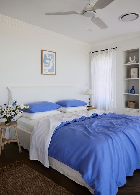 How Interior Designer Jenn Bliss Built a Luxury Coastal Home in Port S – Bed Threads Blue Linen Bedding, Bed Threads, Super King Duvet Covers, Twin Xl Duvet Covers, Blue Duvet, Interior Design Color, Linen Duvet Cover, Single Duvet Cover, Bed Linen Sets