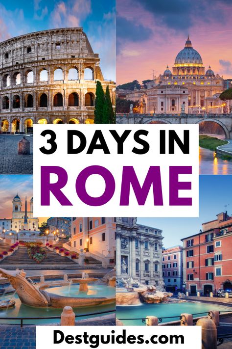 Visitng Rome for 3 days? Here is the complete 3 day Rome itinerary that will guide you in this Italian city.| 3 days in Rome| Rome itinerary for 3 days| 3 days in rome itinerary| how to send 3 days in Rome| what to do in Rome in 3 days| things to do in Rome in 3 days| Rome Italy 3 day itineray| Rome itinerary| 72 hours in Rome| Rome 3 day travel itinerary| best places to visit in Rome, Italy| must visit places in Rome #Destguides Rome Tips, What To Do In Rome, 2 Days In Rome, 3 Days In Rome, Things To Do In Rome, Rome Itinerary, Day Trips From Rome, Italian City, Italy Itinerary