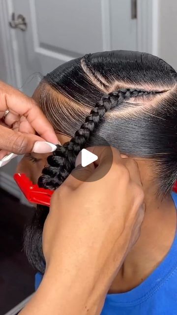 Ponytail Hairstyles Braids Black, 2 Braids With Weave Ponytail, Stitch Braid Ponytail For Black Women, Hairstyles To Do With Passion Twist, Two Braid Ponytail For Black Women, Cute Natural Ponytails For Black Women, 4 Braided Ponytail Hairstyles, Low Curly Ponytail Black Women, Slick Back Braided Ponytail Natural Hair