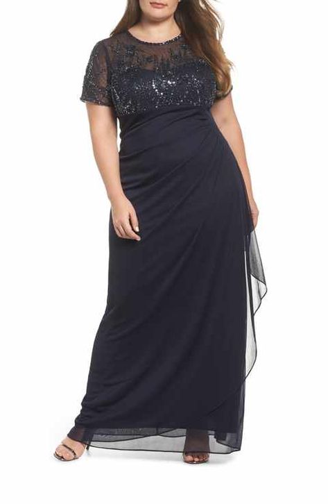 Xscape Ruched Beaded Gown (Plus Size) Plus Size Dresses Formal, Plus Size Gowns Formal, Mother Of The Bride Dresses Long, Plus Size Gowns, Gown Plus Size, Alex Evenings, Formal Dresses Gowns, Empire Waist Dress, Beaded Gown