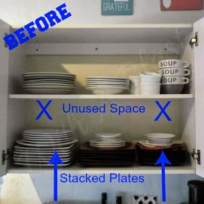 Kitchen Cabinets Organized ! Organisation, Kitchen Cabinet Organization Layout, Kitchen Cupboard Organization, Plate Organizer, Kitchen Cabinet Organization Ideas, Small Kitchen Cabinets, Kitchen Storage Hacks, Plate Storage, Pantry Shelving