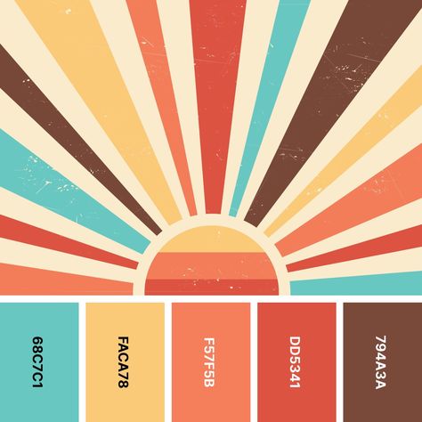 31 Retro Color Palettes for Throwback Designs - Color Meanings Vibrant Summer Color Palette, 70’s Color Palette, Colour Pallets Inspiration, 80s Colour Palette, 80s Color Palette, 80s Graphic Design, Fun Colour Palette, Vivid Color Palette, 80s Retro Aesthetic