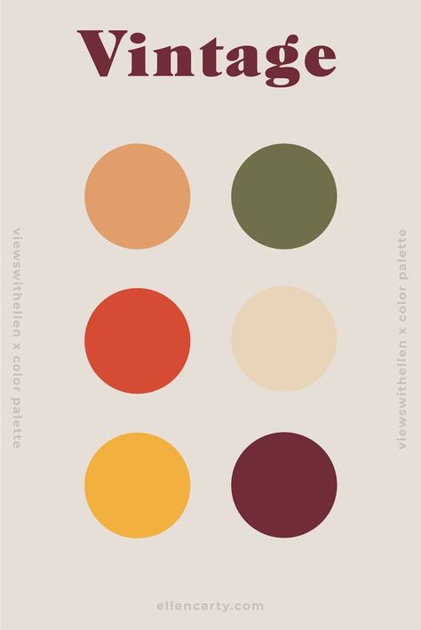 Vintage Color Palette, Vintage Colour Palette, Retro Color Palette, Color Schemes Colour Palettes, Brand Color Palette, Seni Origami, Color Palette Design, Vintage Color, Color Inspo